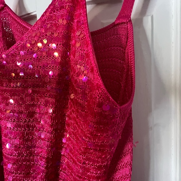 Boston Proper Sequin V-Neck Sweater Tank Fuchsia Purple Top - Picture 5 of 10